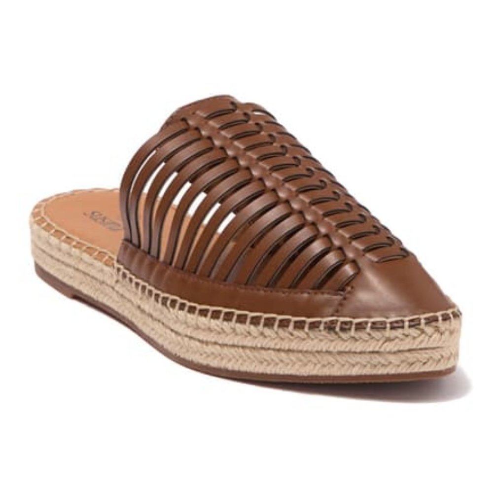 Susina Woven Faux Leather Mule Flats Slip Ons New